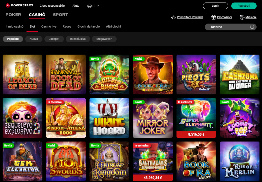 schermata casino pokerstars