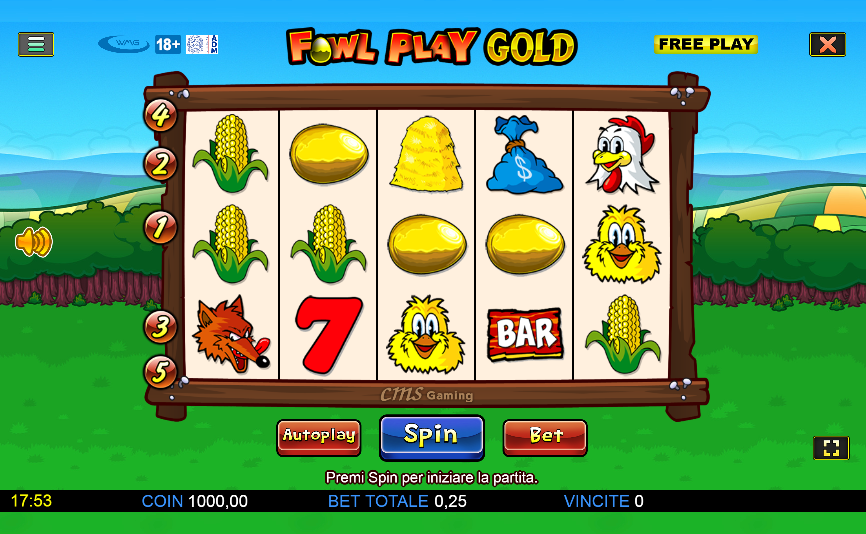 slot gallina schermata di gioco