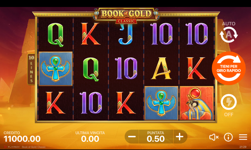 Book of Gold Classic schermata di gioco