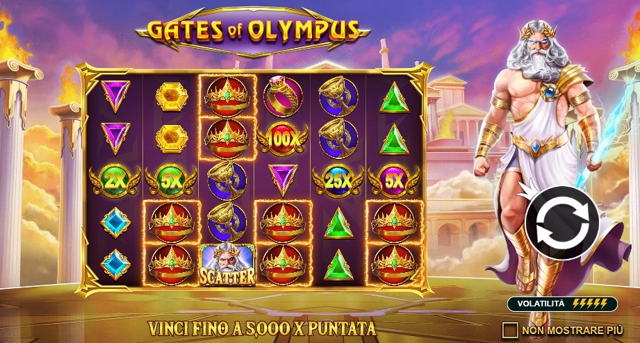 gates of olympus schermata di gioco