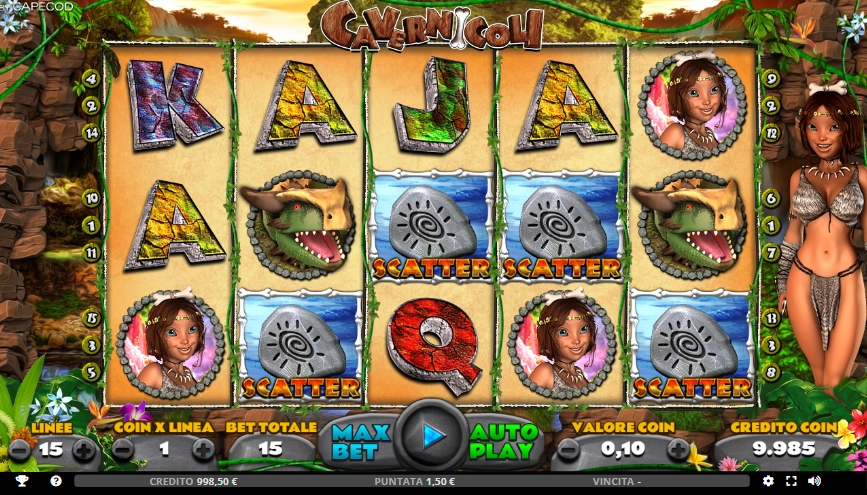 schermata di gioco slot cavernicoli